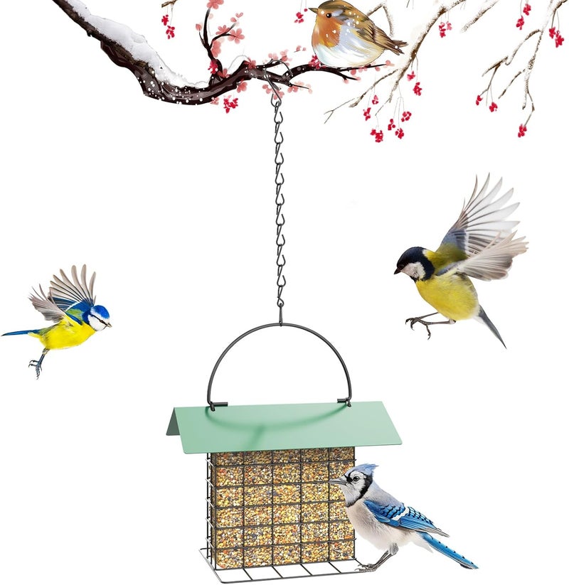 FLINTER Bird Feeder for Outdoors, Suet Feeder Hanging Bird Feeder, Adjustable Chain Hanging for Garden Yard Outside - Suet Cake Feeders to Attracting Birds - Image 1